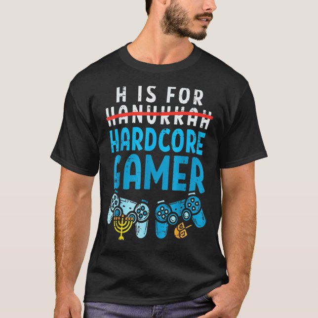 Camiseta H Es Para El Aficionado Gamer Hanukkah Video Gamin (Anverso)