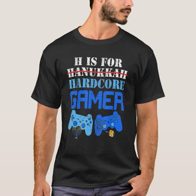 Camiseta H Es Para Hanukkah Gamer Video Jugar A Los Chicos  (Anverso)
