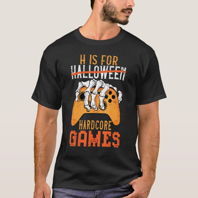 Camiseta H Es Para La Gama De Videojuegos De Halloween De H (Anverso)