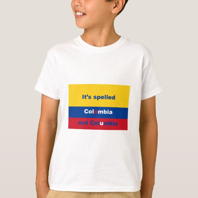 Camiseta Ha deletreado Colombia no Columbia (Anverso)