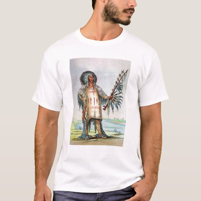 Camiseta Ha-Na-Tah-Muah indio de Mandan, jefe del lobo (Anverso)