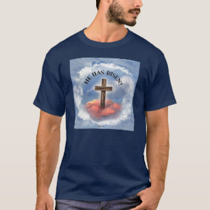 Camiseta Ha Resucitado Cruz Áspera Con Nubes