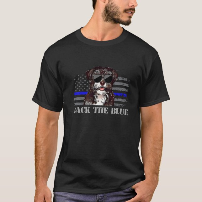 Camiseta Habanés delgado de la línea azul perro de la polic (Anverso)