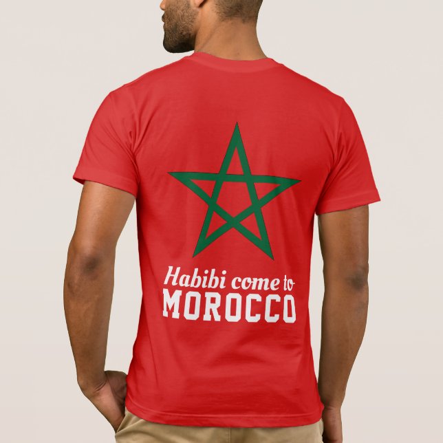 Camiseta Habibi Ven A Marruecos Bandera Estrella Verde Roja (Reverso)