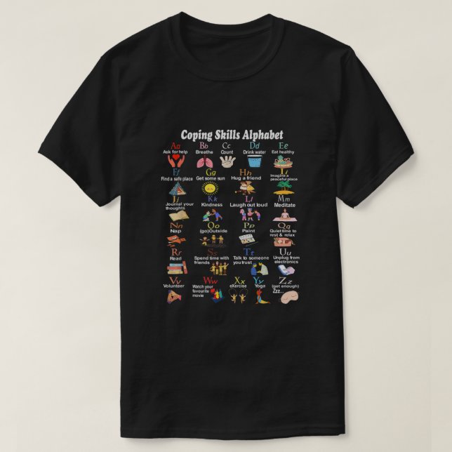 Camiseta Habilidades de afrontamiento Alfabeto Mujeres Niño (Diseño del anverso)