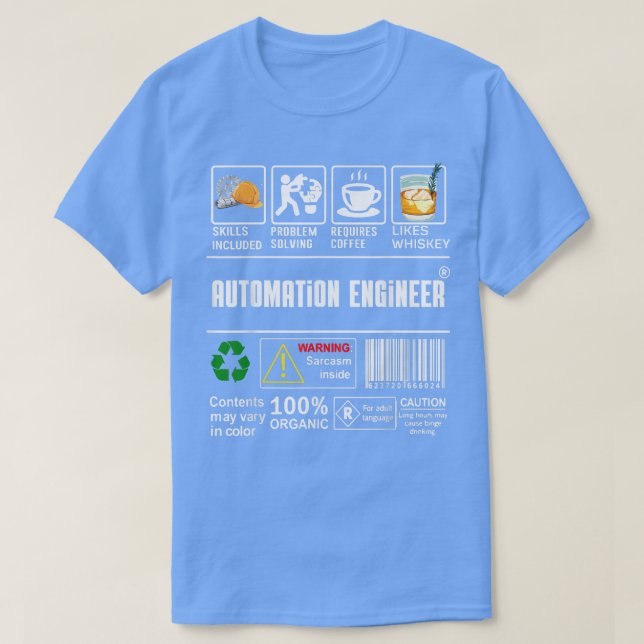 Camiseta Habilidades De La Etiqueta De Ingeniero De Automat (Diseño del anverso)