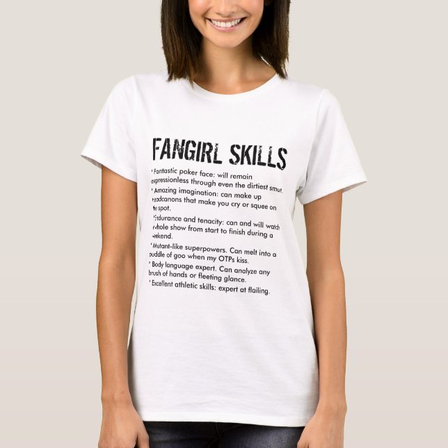Camiseta Habilidades divertidas de Fangirl (Anverso)
