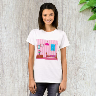 Camiseta Habitación infantil con flores rosadas