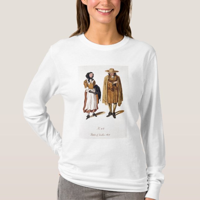 Camiseta Hábitos de los Quakers, 1675 (grabado coloreado) (Anverso)