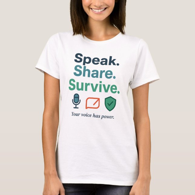 Camiseta Habla. Compartir. Sobrevivir. - Potenciación de la (Anverso)