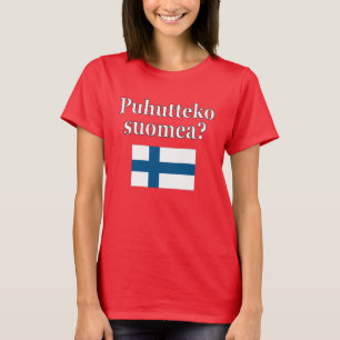 Camiseta ¿Hablas finés? en finés. Bandera