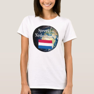 Camiseta ¿Hablas holandés? en holandés. Bandera y tierra