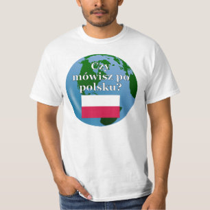 Camiseta ¿Hablas polaco? en polaco. Bandera y globo