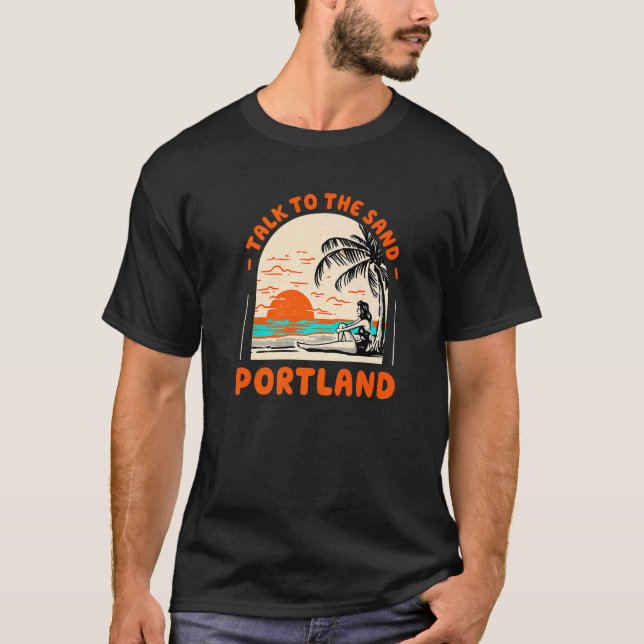 Camiseta Hable Con La Playa De Arena Portland Maine Ocean S (Anverso)