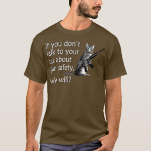 Camiseta Hable con su gato sobre la seguridad divertida de 