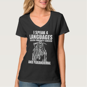 Camiseta Hablo 4 idiomas Caza de fantasmas paranormal