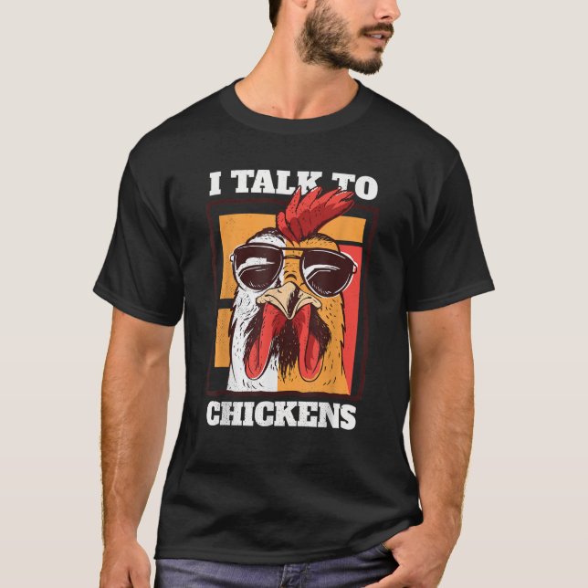 Camiseta Hablo con gallinas Rooster con gafas de sol Camise (Anverso)