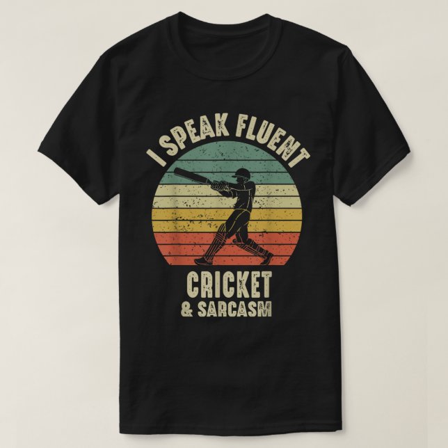 Camiseta Hablo Cricket Fluido Y Sarcasmo Diciendo Retro Vi (Diseño del anverso)