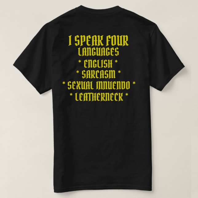 CAMISETA HABLO CUATRO IDIOMAS (Reverso del diseño)