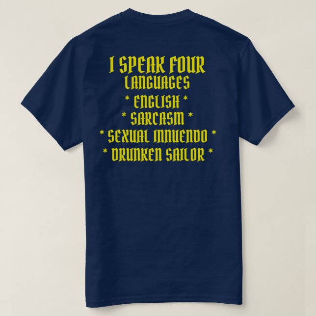 CAMISETA HABLO CUATRO IDIOMAS (Reverso del diseño)
