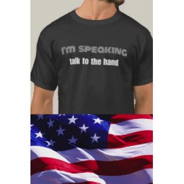 Camiseta Hablo de política, cita divertida, texto blanco