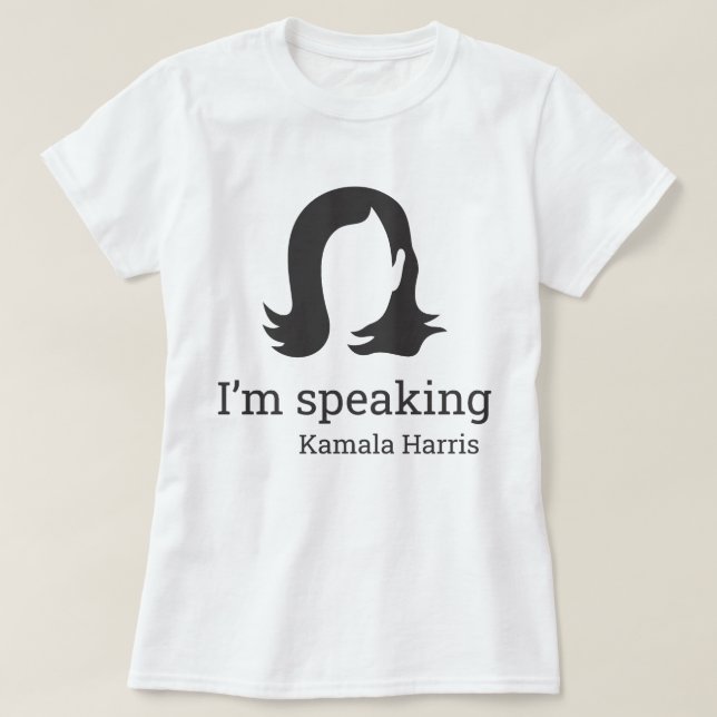 Camiseta Hablo Kamala Harris negro y blanco (Diseño del anverso)