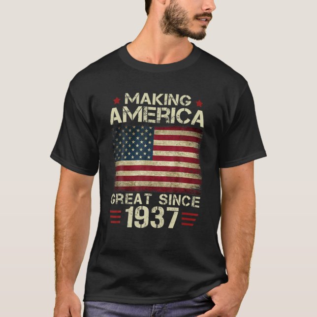 Camiseta Hacer A Estados Unidos Grande Desde 1937 Regalos D (Anverso)