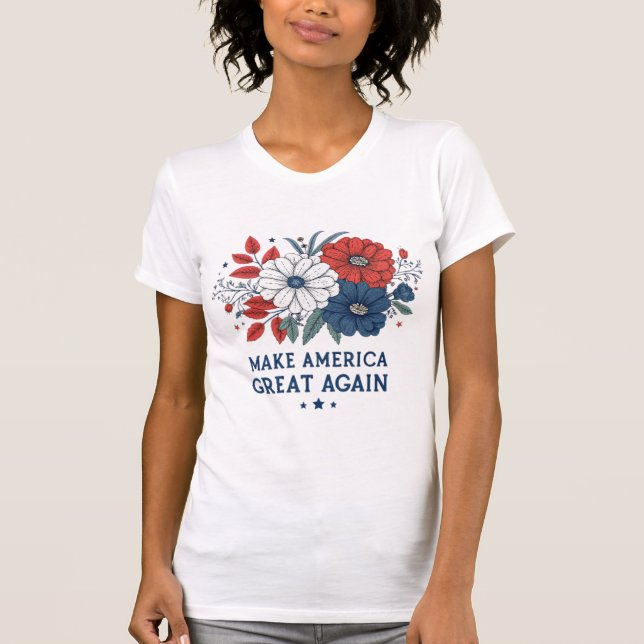 Camiseta Hacer a Estados Unidos grande otra vez floral (Anverso)
