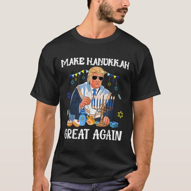 Camiseta Hacer a Hanukah grande otra vez Trump judío feo (Anverso)