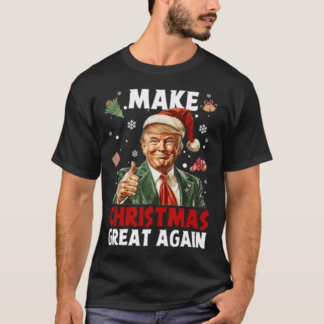 Camiseta Hacer a los Navidades grandes de nuevo Santa Funny (Anverso)