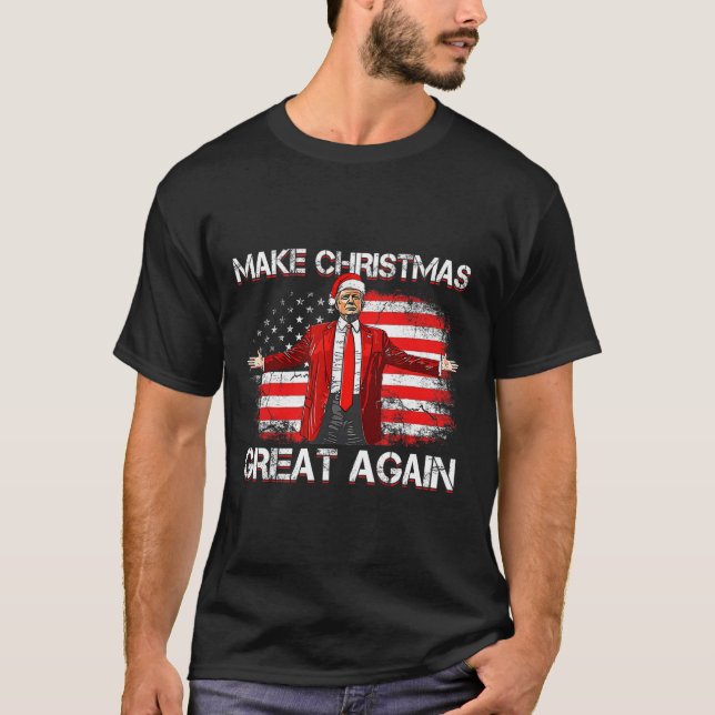 Camiseta Hacer a los Navidades grandes de nuevo Santa Funny (Anverso)