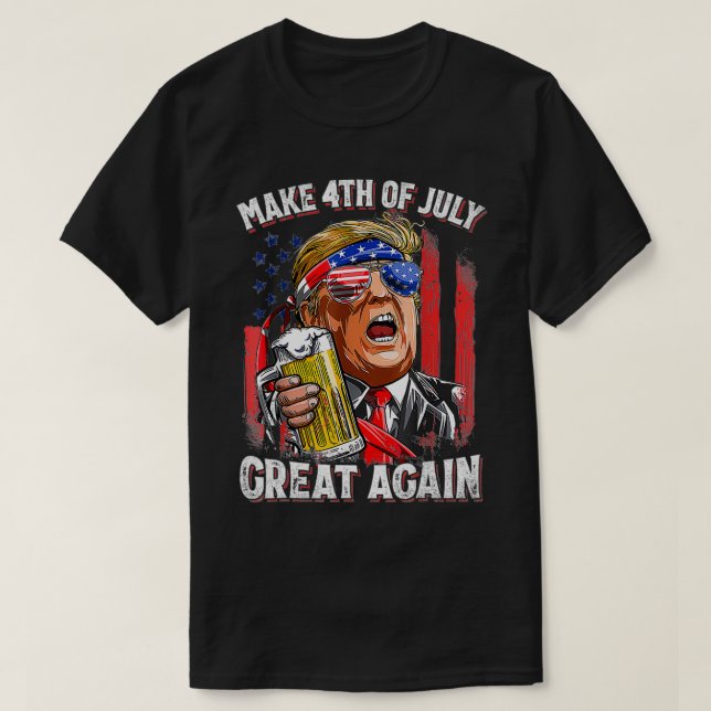 Camiseta Hacer El 4 De Julio Grande De Nuevo Trump Bandera  (Diseño del anverso)