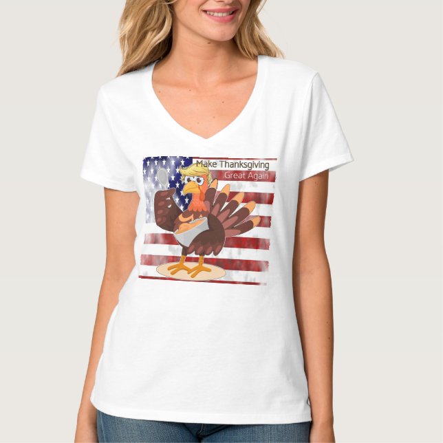 Camiseta Hacer grande de nuevo el día de Acción de Gracias (Anverso)
