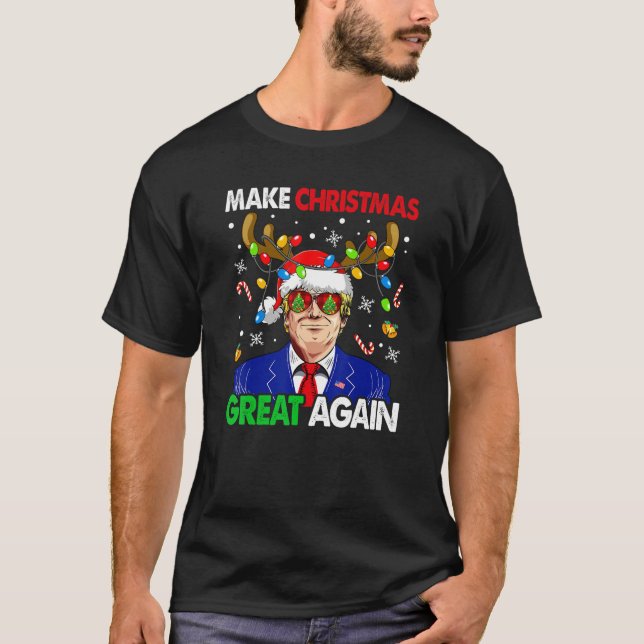 Camiseta Hacer grandes a los Navidades de nuevo divertido T (Anverso)