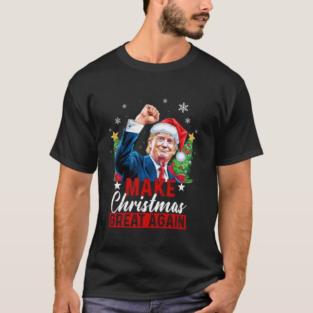Camiseta Hacer grandes a los Navidades de nuevo divertido T (Anverso)