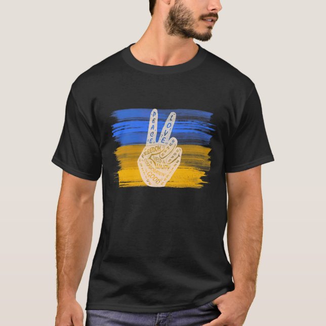 Camiseta Hacer la paz, no la guerra, mano de paz 6 (Anverso)