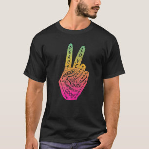 Camiseta Hacer la paz no la guerra Rótulo de mano de paz 4