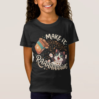 Camiseta Hacer Llover Comida Gato de Esmoquin Divertido Caó