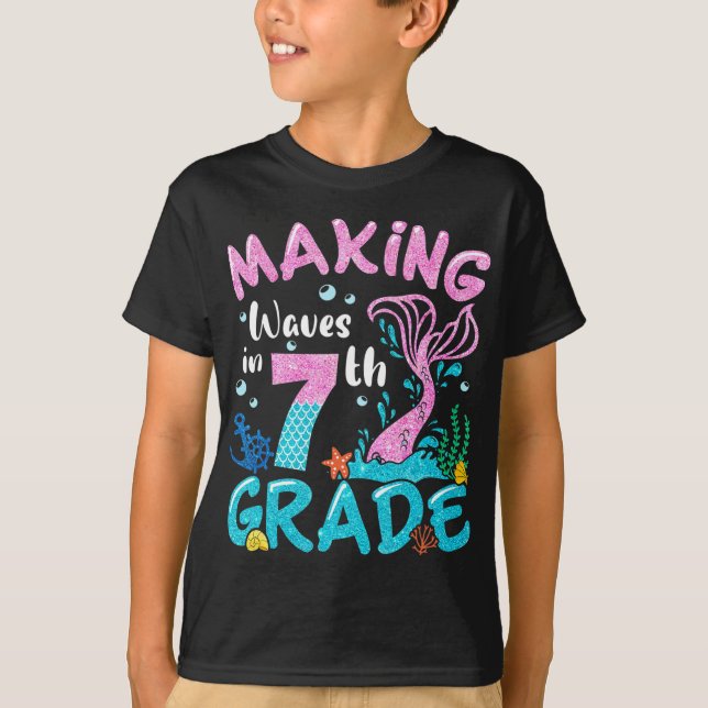 Camiseta Hacer olas en sirena de 7° grado a la escuela G (Anverso)