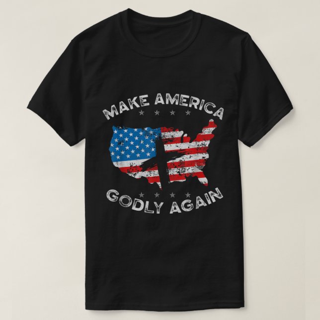 Camiseta Hacer que Estados Unidos vuelva a ser cristiano no (Diseño del anverso)