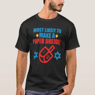Camiseta Hacer un papel Dreidel Jewish Hanukkah Jew Family 