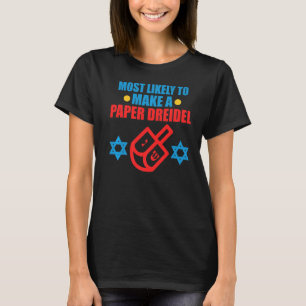Camiseta Hacer un papel Dreidel Jewish Hanukkah Jew Family