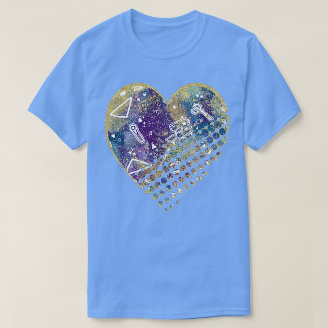 Camiseta Hacerlo masticar galaxia morada y dorada (Diseño del anverso)