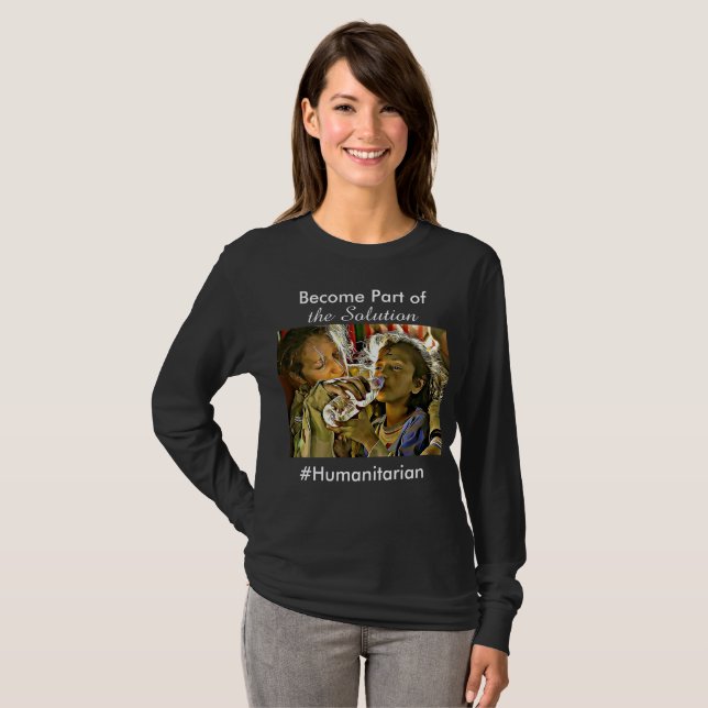 Camiseta Hacerse parte de la solución, #Humanitarian (Anverso completo)