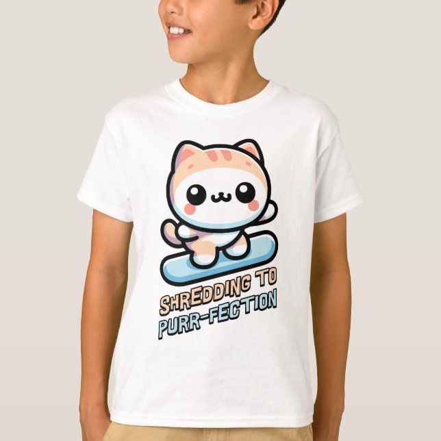 Camiseta ¡Hacerse trizas a la perfección! Gato de Snowboard (Anverso)