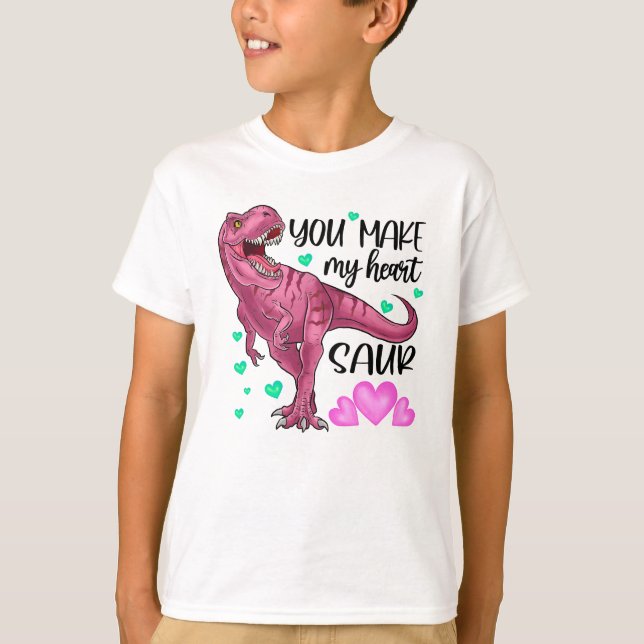 Camiseta Haces El día de San Valentín de dinosaurios de mi  (Anverso)