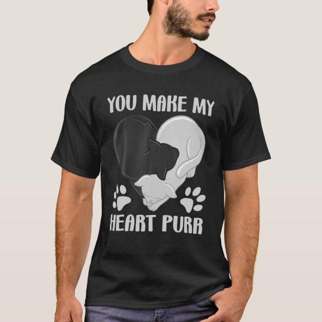 Camiseta Haces Que Mi Corazón Purr Meow Kitty Funny Cat Dad (Anverso)