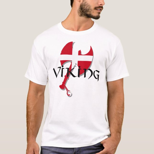 Camiseta Hacha de la bandera de Viking Dinamarca del danés (Anverso)