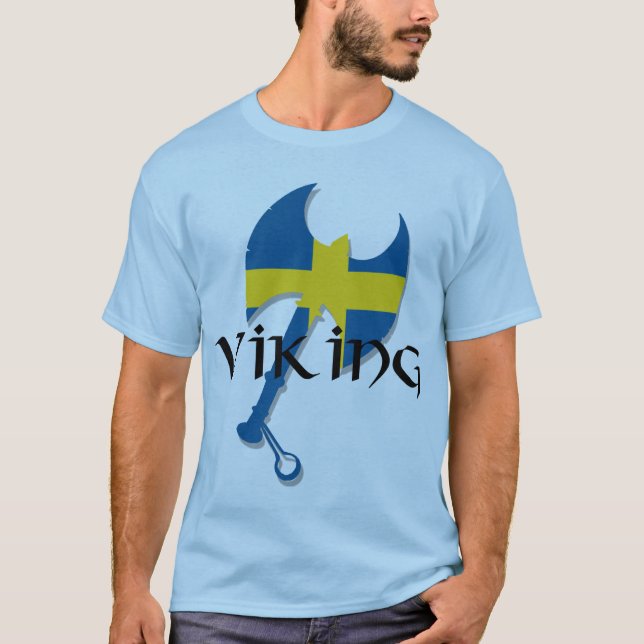 Camiseta Hacha de la bandera de Viking Suecia del sueco (Anverso)