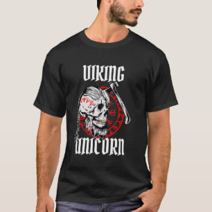 Camiseta Hacha de unicornio vikingo divertida cráneo mitolo
